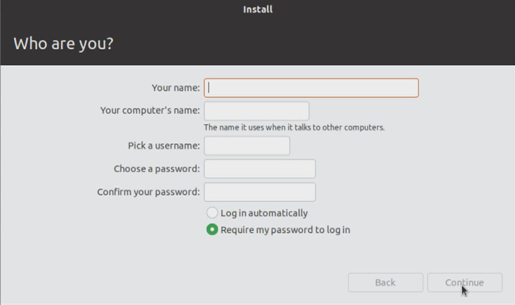 Ubuntu user password