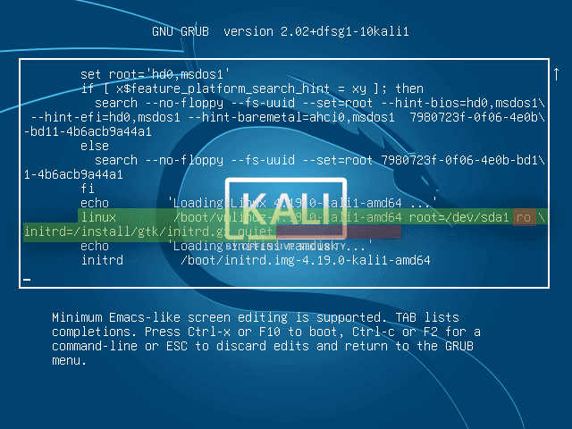What is the default password for kali linux?